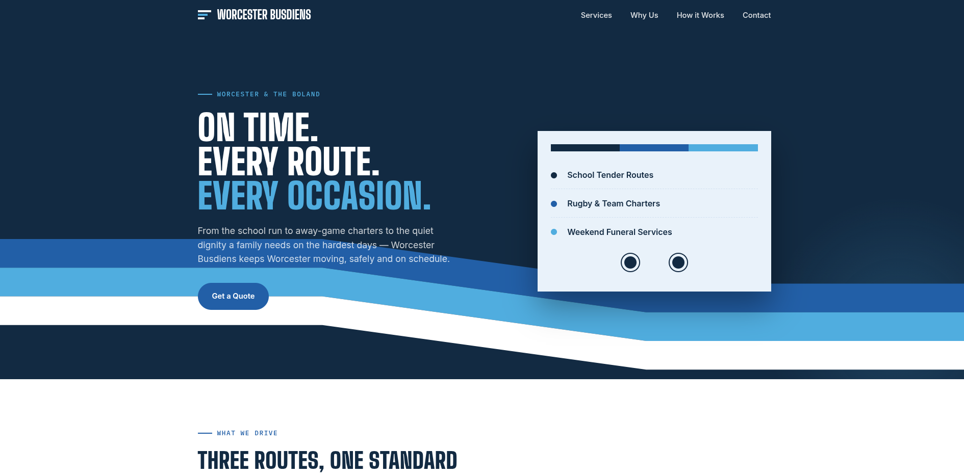 Worcester Busdiens website